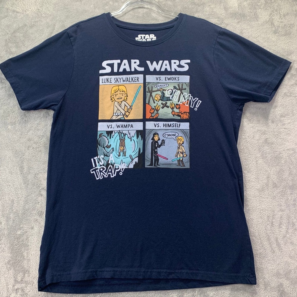 Star Wars Licensed Tee Luke Skywalker Comic Graphic T Shirt Mens XL Ewoks Wampa
